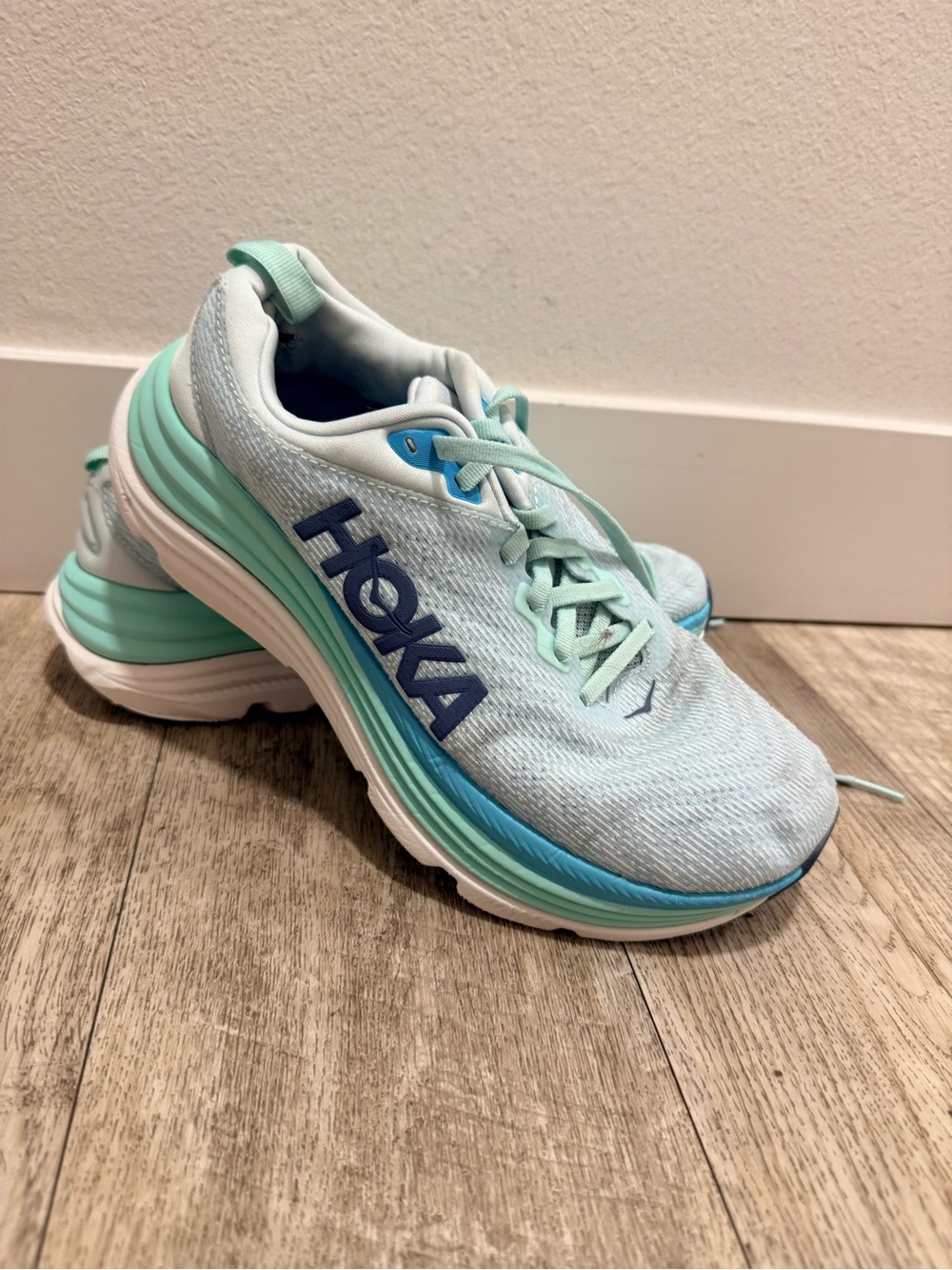HOKA Gaviota 5 Women’s Stability Running Shoes Blue Mint Size 8.5